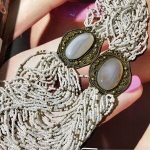 Vintage-Inspired White Beaded Necklace